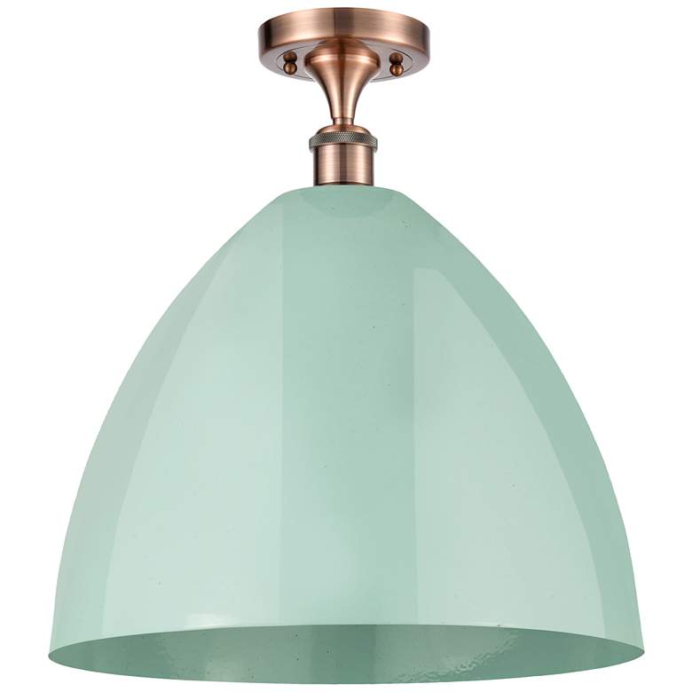 Image 1 Plymouth Dome 16" Wide Copper Semi Flush Mount w/ Seafoam Shade