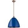 Plymouth Dome 16" Wide Copper Stem Hung Pendant w/ Blue Shade