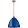 Plymouth Dome 16" Wide Copper Stem Hung Pendant w/ Blue Shade