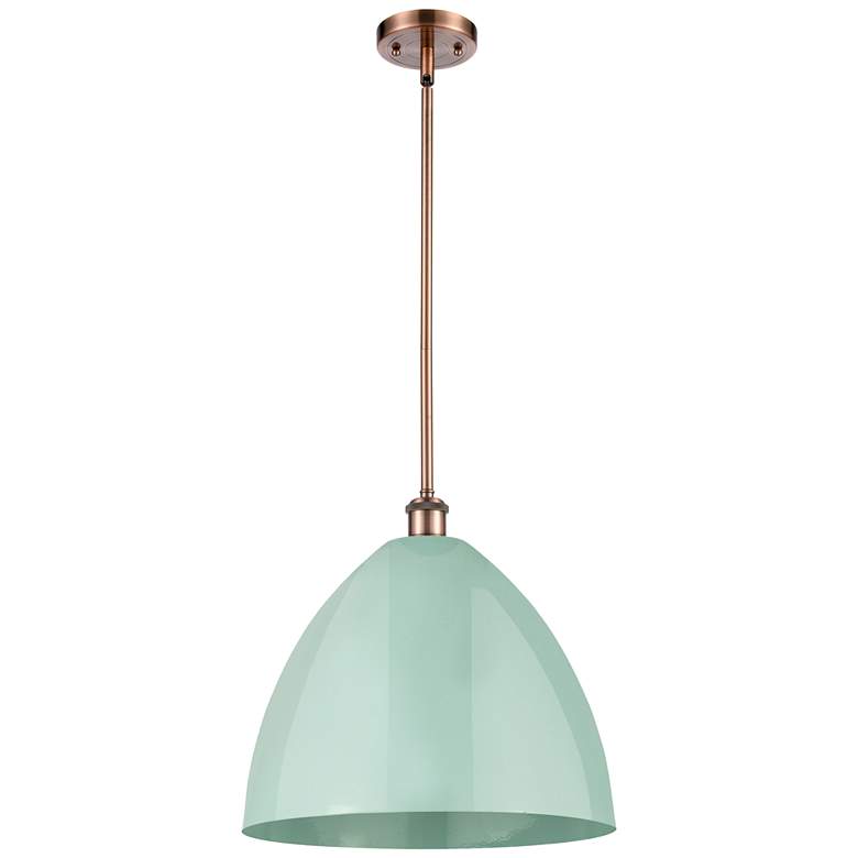 Image 1 Plymouth Dome 16" Wide Copper Stem Hung Pendant w/ Seafoam Shade