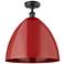 Plymouth Dome 16" Wide Matte Black Semi Flush Mount w/ Red Shade