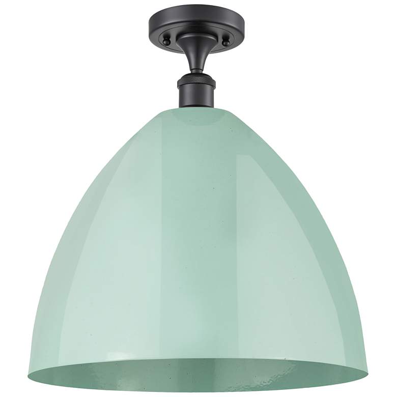 Image 1 Plymouth Dome 16" Wide Matte Black Semi Flush Mount w/ Seafoam Shade