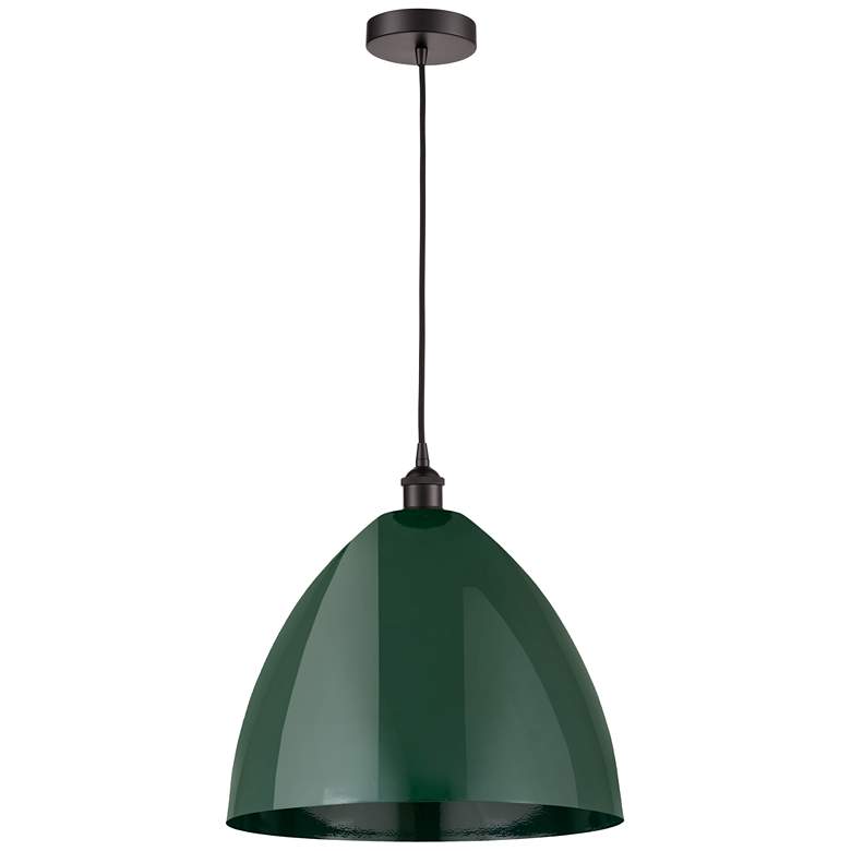 Image 1 Plymouth Dome 16" Wide Oil Rubbed Bronze Corded Mini Pendant w/ Green
