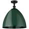 Plymouth Dome 16" Wide Oil Rubbed Bronze Semi Flush Mount w/ Green Sha