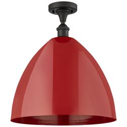 Plymouth Dome 16" Wide Oil Rubbed Bronze Semi Flush Mount w/ Red Shade