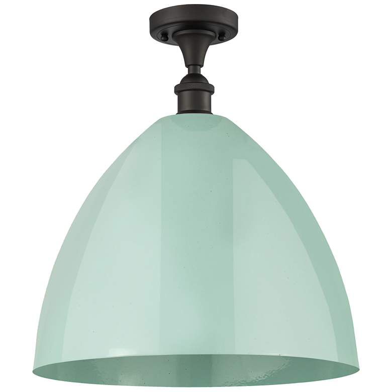 Image 1 Plymouth Dome 16" Wide Oil Rubbed Bronze Semi Flush Mount w/ Seafoam S