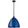 Plymouth Dome 16" Wide Oil Rubbed Bronze Stem Hung Pendant w/ Blue Sha