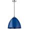 Plymouth Dome 16" Wide Polished Chrome Corded Mini Pendant w/ Blue Sha
