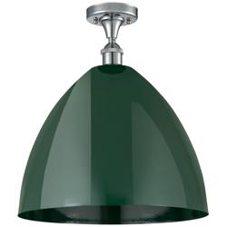 Plymouth Dome 16" Wide Polished Chrome Semi Flush Mount w/ Green Shade
