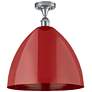 Plymouth Dome 16" Wide Polished Chrome Semi Flush Mount w/ Red Shade