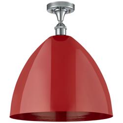 Plymouth Dome 16" Wide Polished Chrome Semi Flush Mount w/ Red Shade