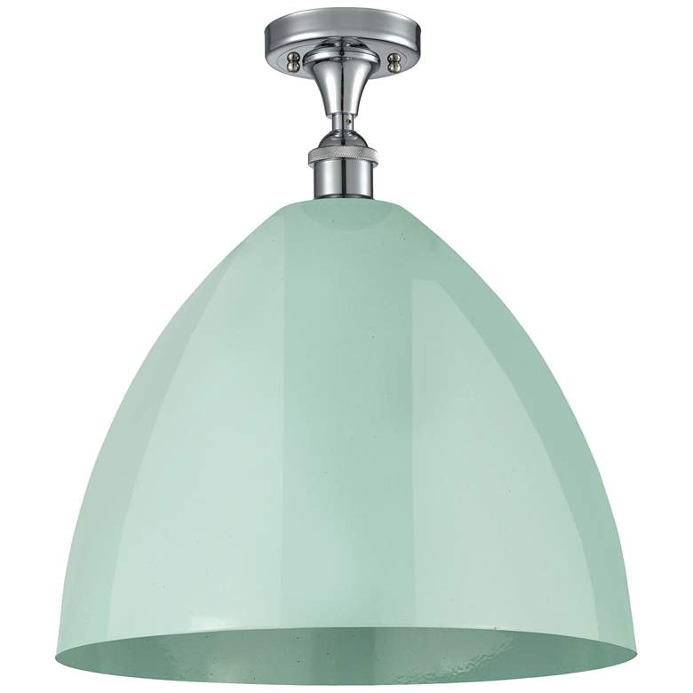 Image 1 Plymouth Dome 16" Wide Polished Chrome Semi Flush Mount w/ Seafoam Sha