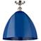 Plymouth Dome 16" Wide Polished Nickel Semi Flush Mount w/ Blue Shade