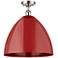 Plymouth Dome 16" Wide Polished Nickel Semi Flush Mount w/ Red Shade