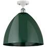 Plymouth Dome 16"W White and Chrome Semi Flush Mount w/ Green Shade