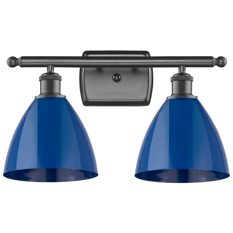 Image 1 Plymouth Dome 17.5" Wide 2 Light Bronze Bath Vanity Light w/ Blue Shad