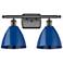 Plymouth Dome 17.5" Wide 2 Light Bronze Bath Vanity Light w/ Blue Shad