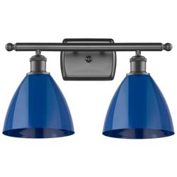 Plymouth Dome 17.5" Wide 2 Light Bronze Bath Vanity Light w/ Blue Shad