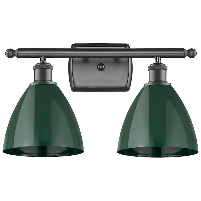 Image 1 Plymouth Dome 17.5" Wide 2 Light Bronze Bath Vanity Light w/ Green Sha