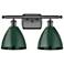 Plymouth Dome 17.5" Wide 2 Light Bronze Bath Vanity Light w/ Green Sha