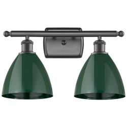 Plymouth Dome 17.5" Wide 2 Light Bronze Bath Vanity Light w/ Green Sha