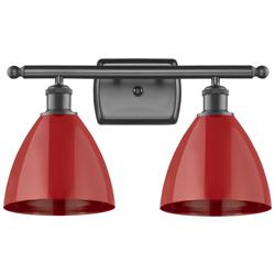 Plymouth Dome 17.5" Wide 2 Light Bronze Bath Vanity Light w/ Red Shade