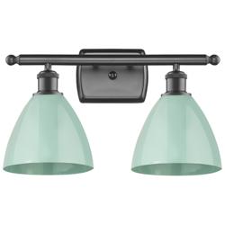 Plymouth Dome 17.5" Wide 2 Light Bronze Bath Vanity Light w/ Seafoam S