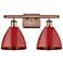 Plymouth Dome 17.5" Wide 2 Light Copper Bath Vanity Light w/ Red Shade