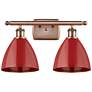 Plymouth Dome 17.5" Wide 2 Light Copper Bath Vanity Light w/ Red Shade