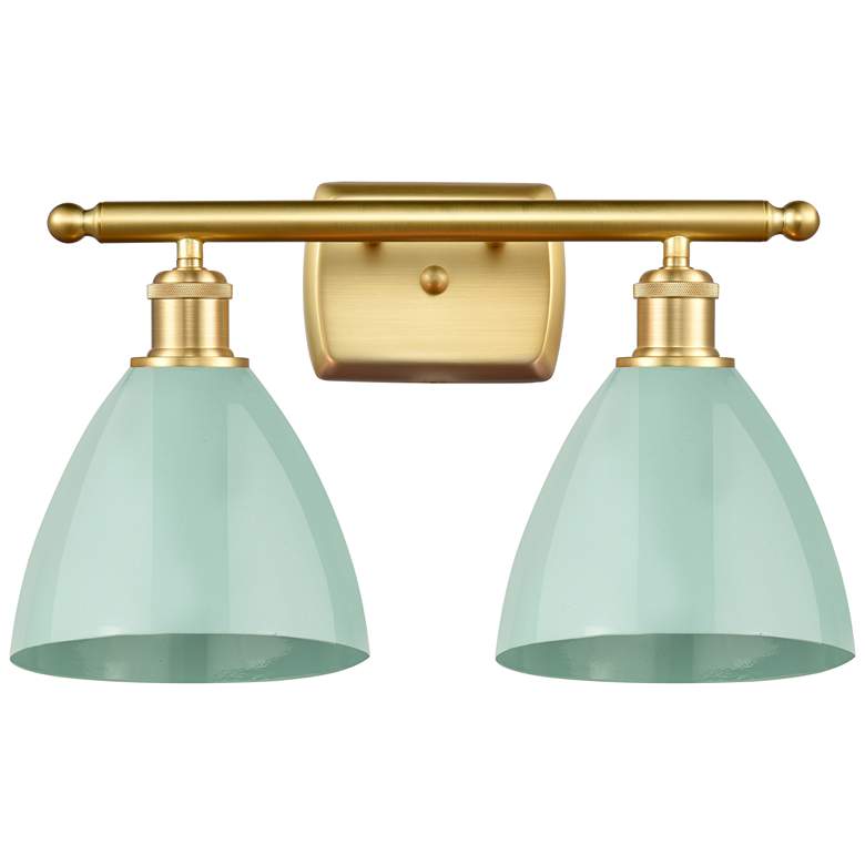 Image 1 Plymouth Dome 17.5" Wide 2 Light Gold Bath Vanity Light w/ Seafoam Sha