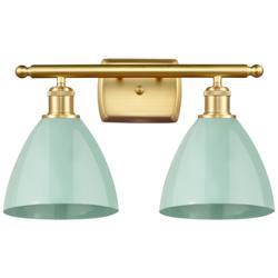Plymouth Dome 17.5" Wide 2 Light Gold Bath Vanity Light w/ Seafoam Sha