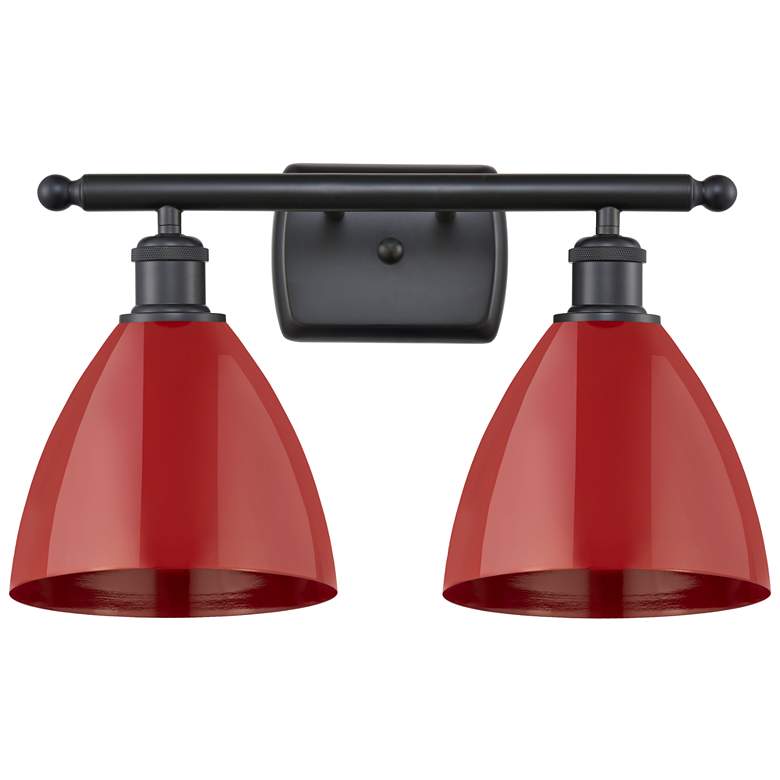 Image 1 Plymouth Dome 17.5" Wide 2 Light Matte Black Bath Vanity Light w/ Red 