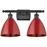 Plymouth Dome 17.5" Wide 2 Light Matte Black Bath Vanity Light w/ Red 