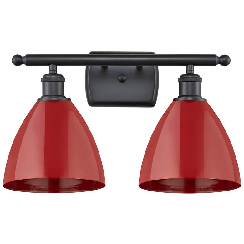 Image 1 Plymouth Dome 17.5" Wide 2 Light Matte Black Bath Vanity Light w/ Red