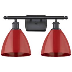 Plymouth Dome 17.5" Wide 2 Light Matte Black Bath Vanity Light w/ Red