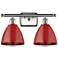 Plymouth Dome 17.5"W 2 Light Brushed Nickel Bath Light w/ Red Shade
