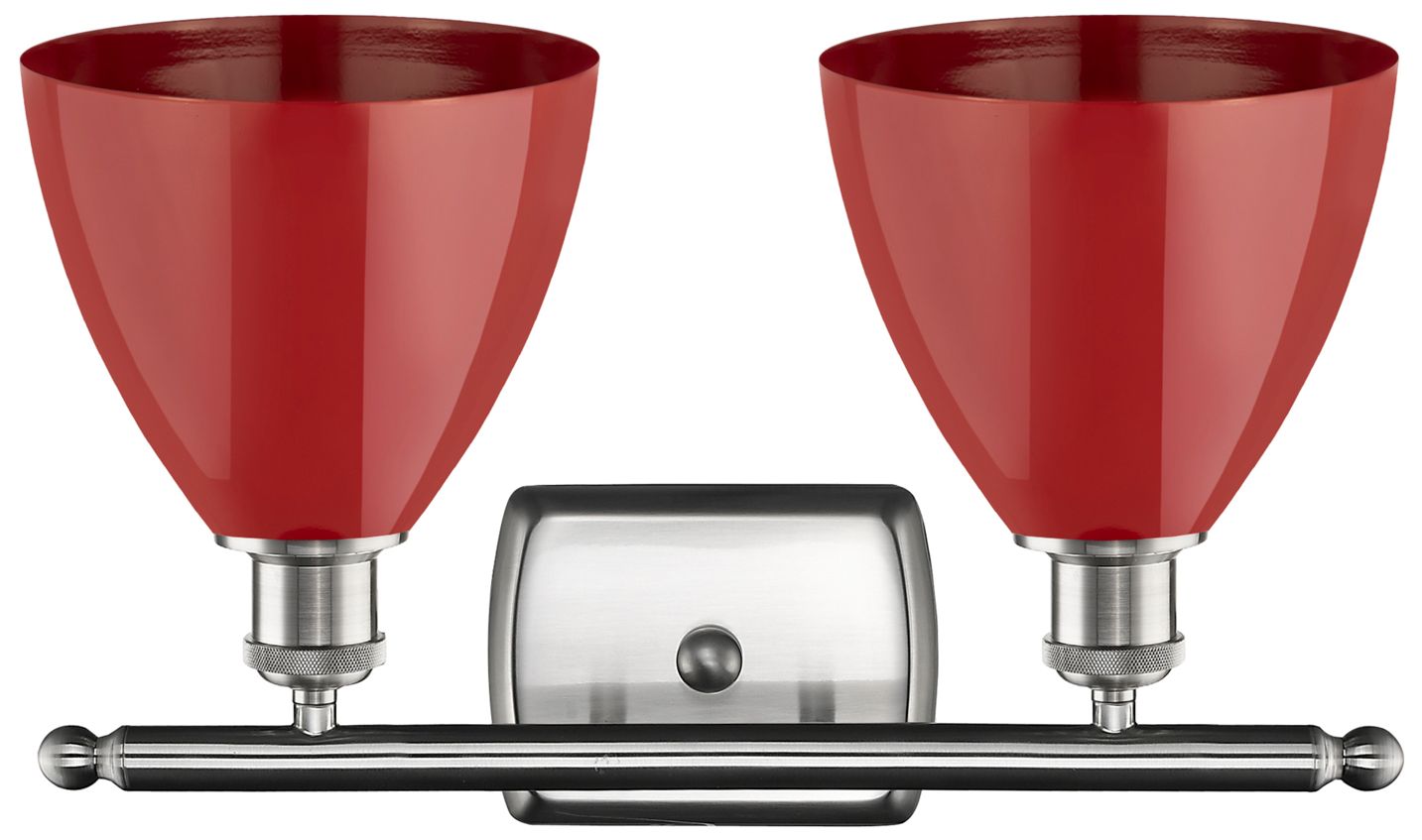 Image 2 Plymouth Dome 17.5"W 2 Light Brushed Nickel Bath Light w/ Red Shade more views