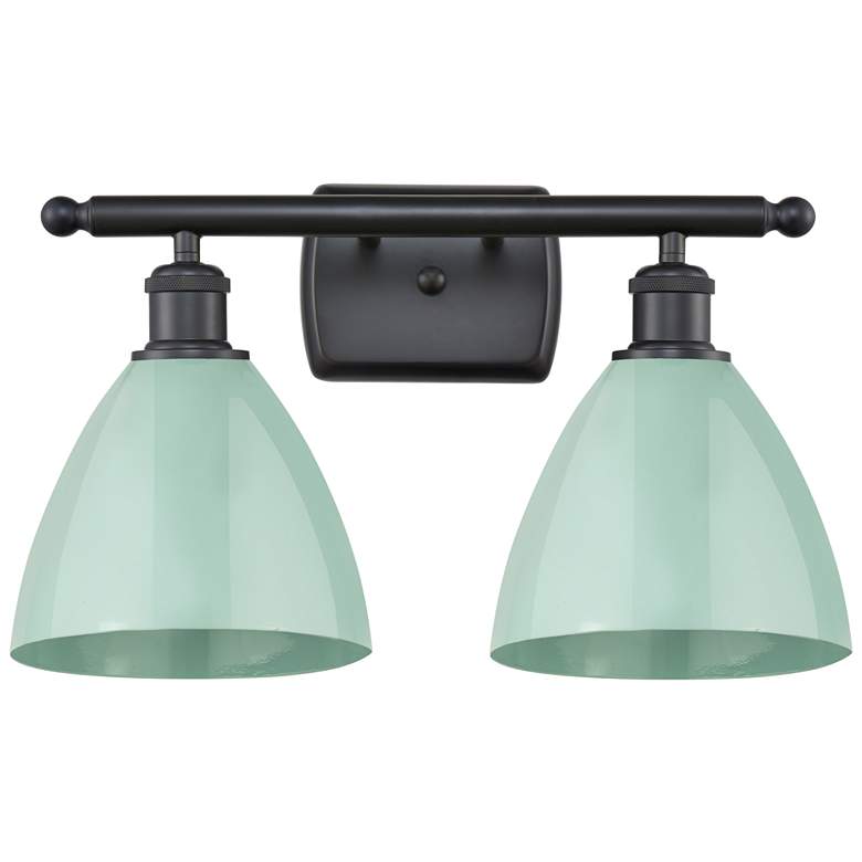 Image 1 Plymouth Dome 17.5"W 2 Light Matte Black Bath Vanity Light w/ Seafoam