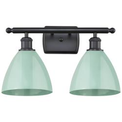 Plymouth Dome 17.5"W 2 Light Matte Black Bath Vanity Light w/ Seafoam