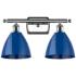 Plymouth Dome 17.5"W 2 Light Polished Chrome Bath Light w/ Blue Shade
