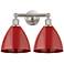 Plymouth Dome 17" 2-Light Brushed Satin Nickel Bath Light w/ Red Shade