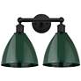 Plymouth Dome 17" 2-Light Matte Black Bath Light w/ Green Shade