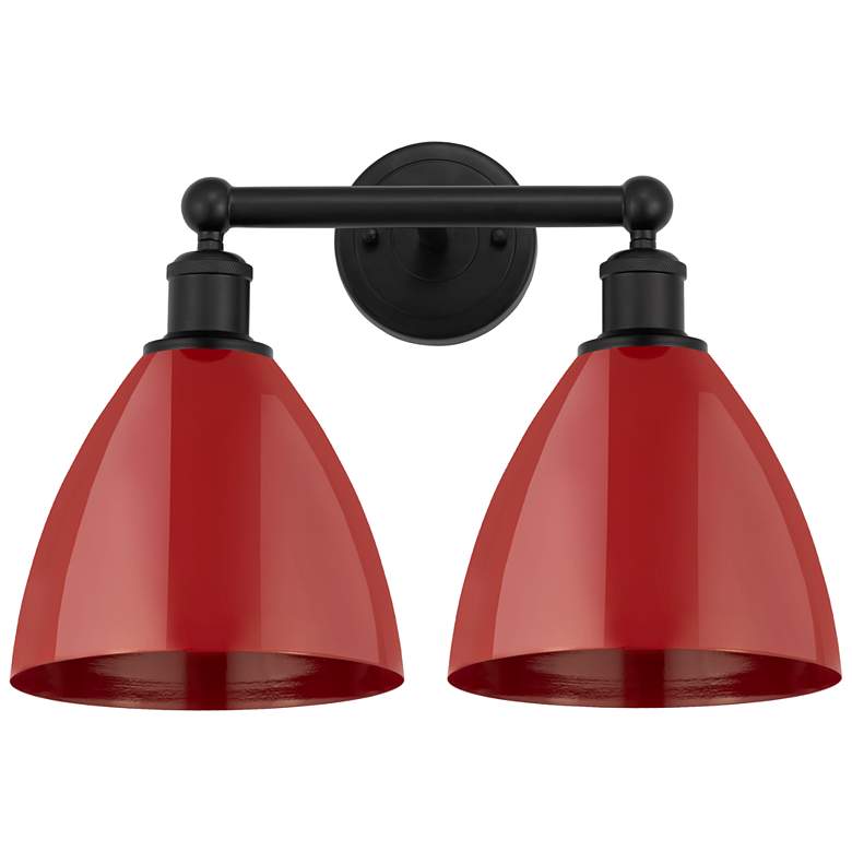 Image 1 Plymouth Dome 17" 2-Light Matte Black Bath Light w/ Red Shade