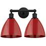 Plymouth Dome 17" 2-Light Matte Black Bath Light w/ Red Shade