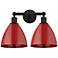 Plymouth Dome 17" 2-Light Matte Black Bath Light w/ Red Shade