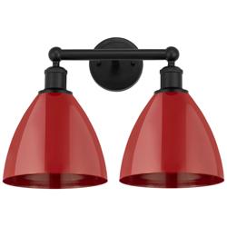 Plymouth Dome 17" 2-Light Matte Black Bath Light w/ Red Shade