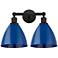 Plymouth Dome 17" 2-Light Oil Rubbed Bronze Bath Light w/ Blue Shade