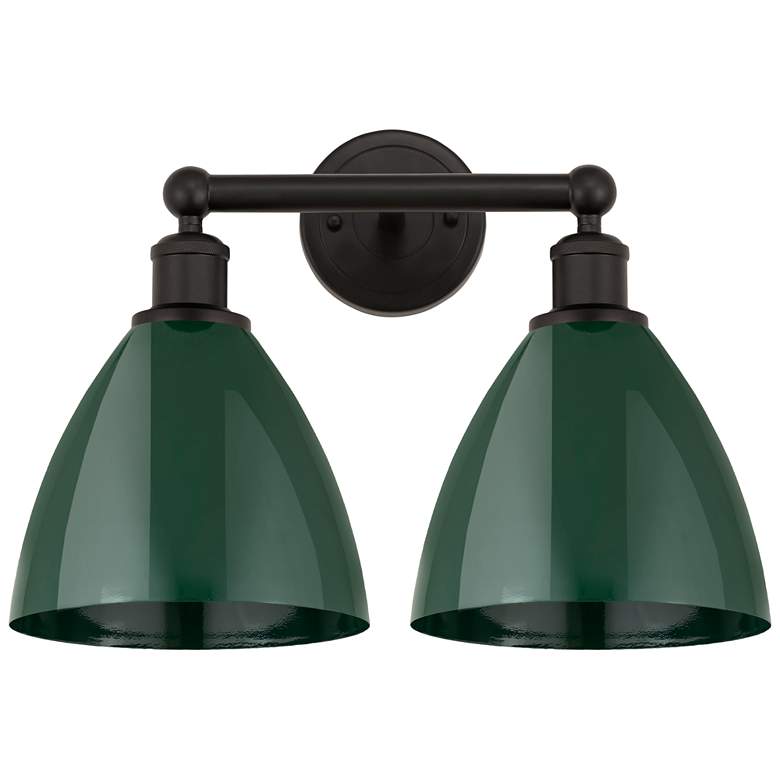 Image 1 Plymouth Dome 17" 2-Light Oil Rubbed Bronze Bath Light w/ Green Shade