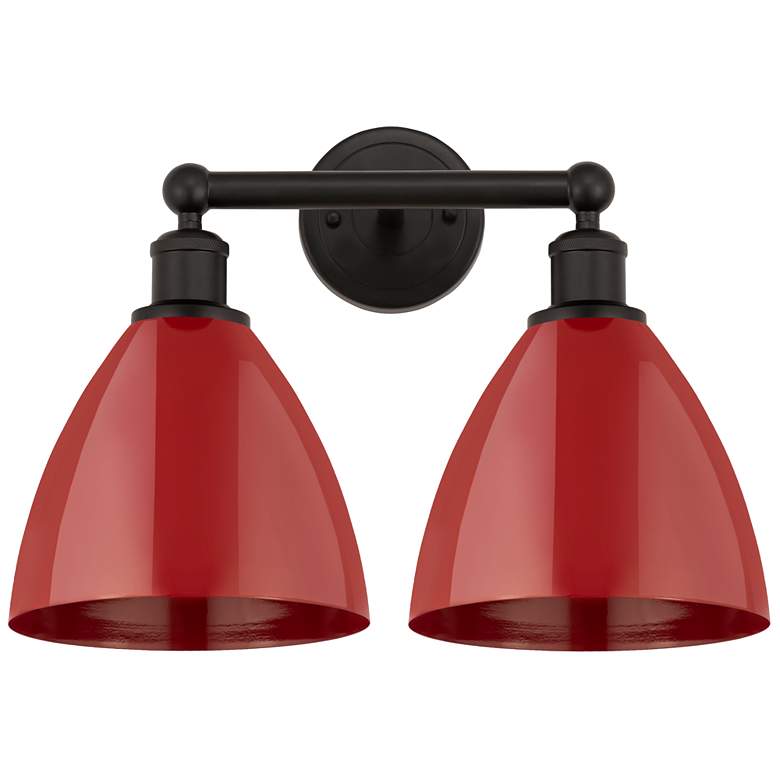 Image 1 Plymouth Dome 17" 2-Light Oil Rubbed Bronze Bath Light w/ Red Shade