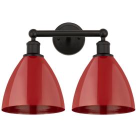 Plymouth Dome 17" 2-Light Oil Rubbed Bronze Bath Light w/ Red Shade Plymouth Dome 17" 2-Light Oil Rubbed Bronze Bath Light w/ Red Shade